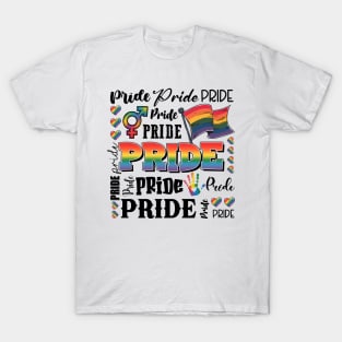Rainbow Flag Hearts Handprint Pride Graphic Tee T-Shirt